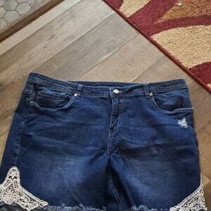 Venus Distressed & Lace Denim Jean Shorts 22